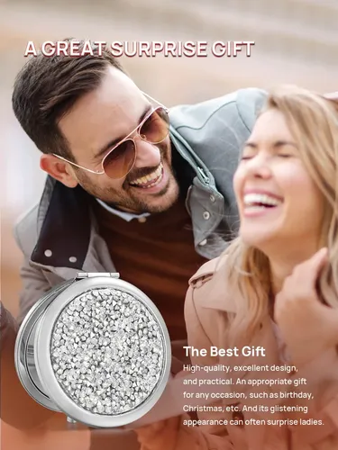 Espejo Compacto Omiro Con Aumento De 1x/10x, Metal Plateado