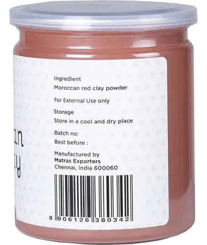 Polvo De Arcilla Roja Marroquí 16 Oz Mascarilla Facial Pura