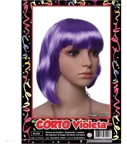 Peluca Carre Violeta Cotillón Chirimbolos