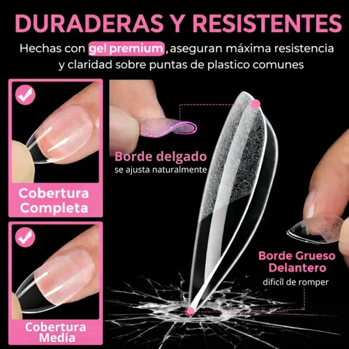 Tips De Uñas Acrílicas Profesionales Alta Calidad X240u Color Transparente Almendras Cortas