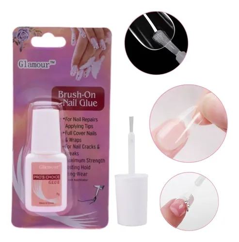 Pegamento Para Tips 7 Ml Uñas Postizas Con Pincel Glamour