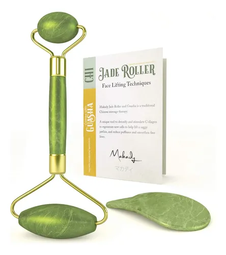 Rodillo Facial Jade Restoriden Gua Sha Masajeador Verde