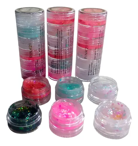 Sombras Glitter En Gel Color Pink 21 Tubo X 6