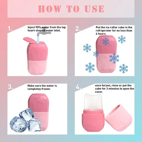 Set Ice Roller Y Gua Sha Vanalia Facial Silicona Rosa
