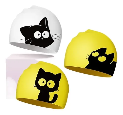 .gorro De Baño Con Bonito Gato For Pelo Largo Y Orejas. A1