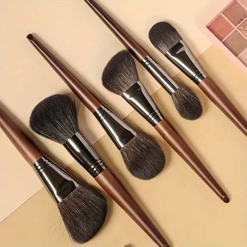 Set 6 Brochas De Maquillaje Cerdas Naturales Alta Calidad