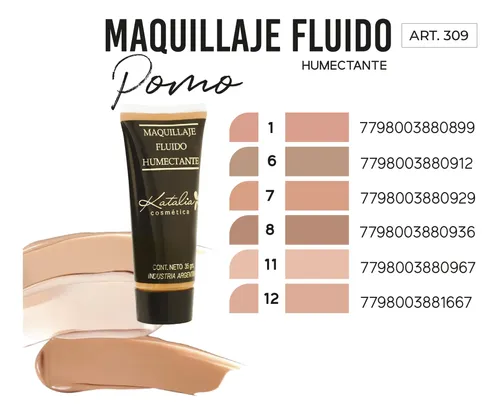 Maquillaje Fluido Humectante En Pomo Katalia