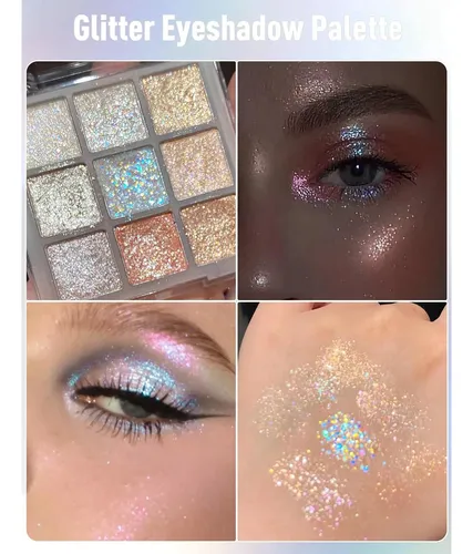 Paleta De Sombra Glitter 9 Colores Wugbc
