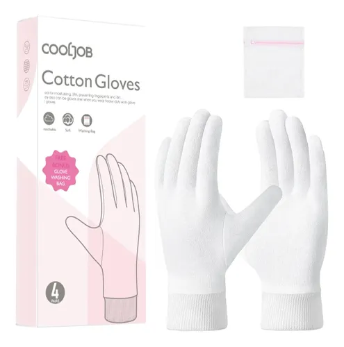 Guantes Algodón Hidratantes Blancos Para Piel Seca Spa