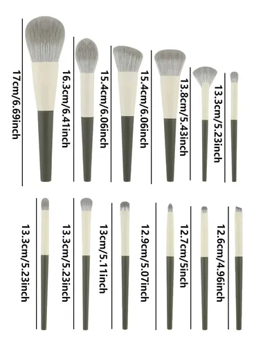Set De 12 Cepillos Con Mango Verde Oscuro Y Dos Colores