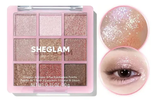 Paleta de Sombras Sheglam Glimmer And Gleams con 9 Tonos Brillantes