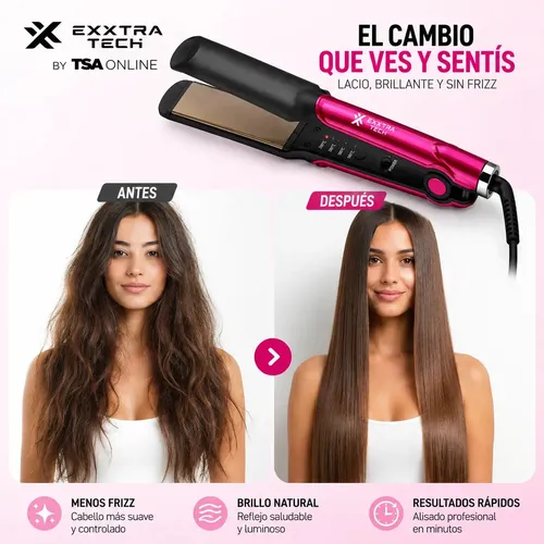 Planchita de Pelo Exxtra Tech con Tecnología Iónica, Cerámica y Turmalina