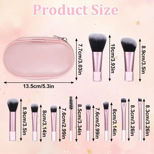 Set De 10 Brochas De Maquillaje Mini Con Cerdas Suaves Para