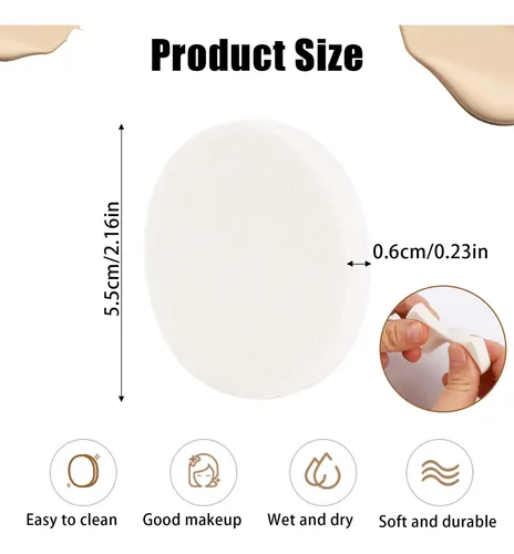 Esponja De Maquillaje Redonda Blanca Sliverdew, 50 Unidades