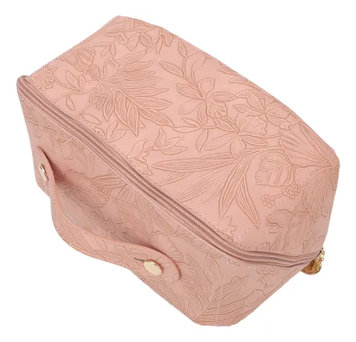 Bolsa De Maquillaje Para Cosméticos, Piel Sintética, Apertur