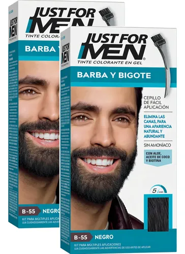 Pack Tintura Gel Just For Men Barba y Bigote Negro 2 Unidades