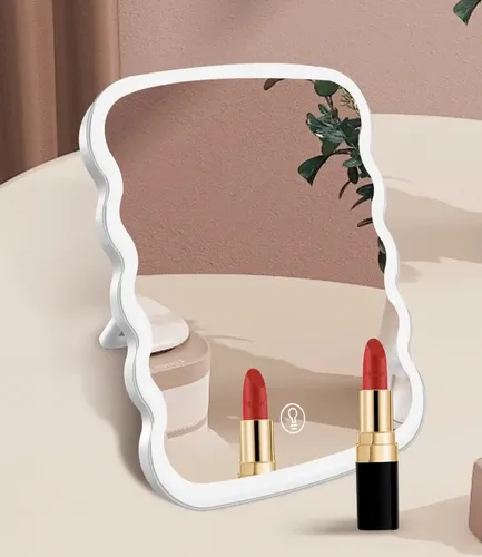 Espejo Maquillaje Luz Led Ondulado Aesthetic Tactil Usb