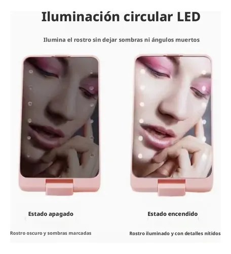 Espejo Maquillaje Led Rotación De 360°incluye Brochas .