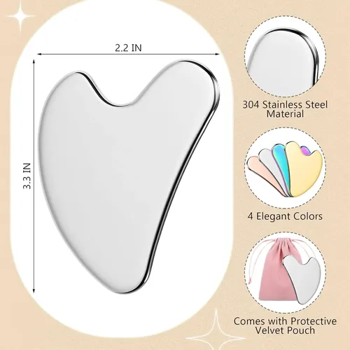 Set 4 Herramientas Gua Sha Metal Para Masaje Facial