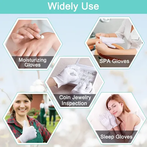 Guantes De Algodón Blancos Para Manos Secas Y Eczema Chico