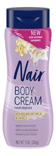 Nair Crema Depilatoria Corporal Nutritiva con Leche de Avena y Vainilla, 224 g (7.9 oz). Fórmula Suave y Humectante, Piel Suave Después de Depilar.