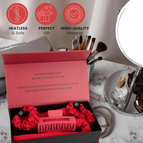 Rizador De Cabello Sin Calor Kav Set De Rulos De Seda Morera