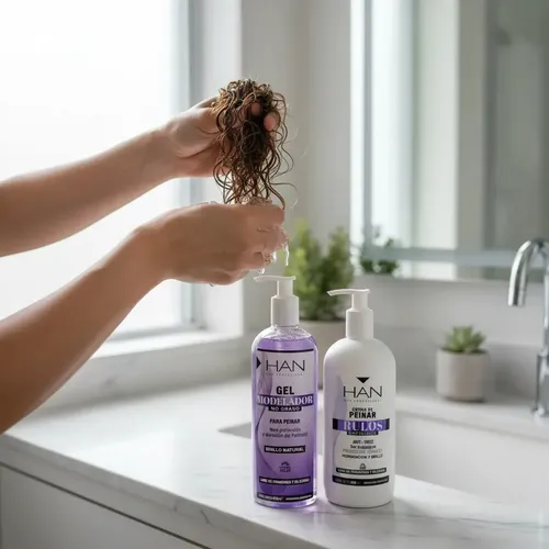 Combo Gel Modelador No Graso + Crema De Peinar Rulos G Han