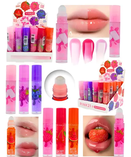 Lip Gloss Labial Brillo Roll On Pink21 Sabor Perfume Frutal