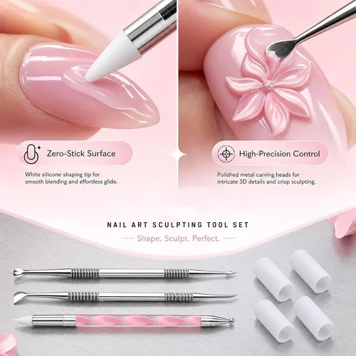 Set 3 Herramientas Silicona Para Uñas Gel Y Acrílico