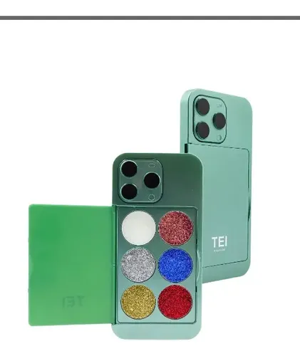Paleta De Sombras  Iluminador Glitter Rubores Tei Con Espejo