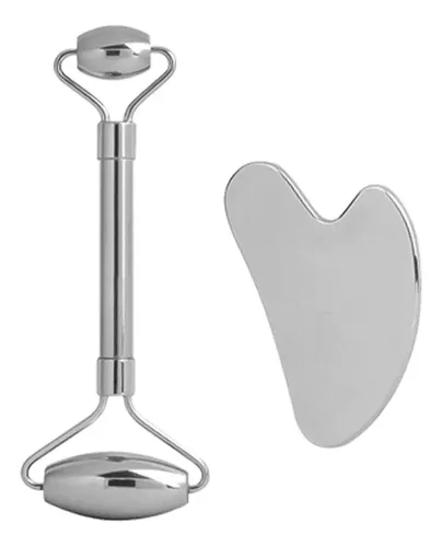 F Set Rodillos Gua Sha Y Face Acero Inoxidable: Terapia B