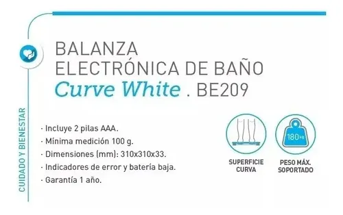 Balanza Electrónica De Baño Silfab Be 209 Blanca Hasta 180kg