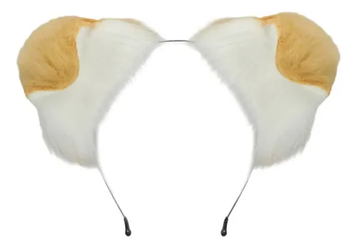 Adjustable Puppy Ear Headwear Soft Plush Hair Camel White 9ee702113-lc