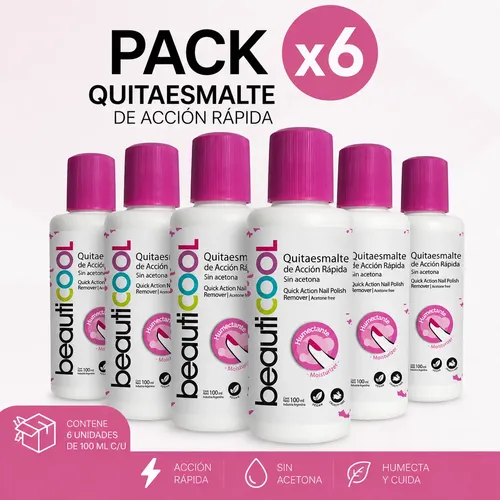 Pack X6 Emprendedor Quitaesmaltes Beauticool Veganos 100 Ml
