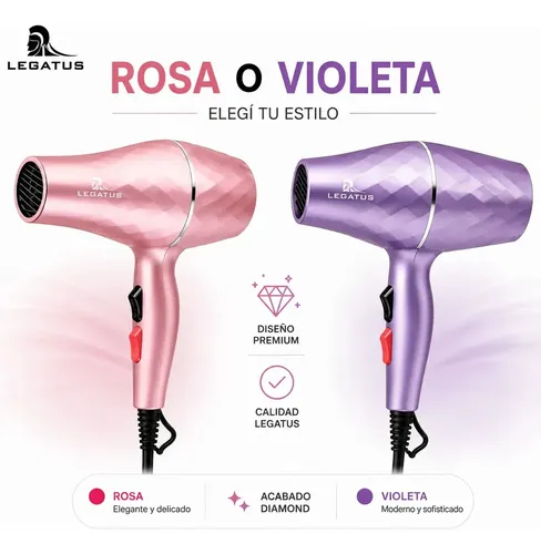 Secador De Cabello 800w Aires Frío Caliente Compacto Potente Violeta