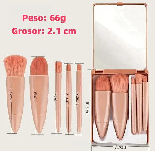 P/j Set Juego De Brochas De Maquillaje Con Espejo Estuche