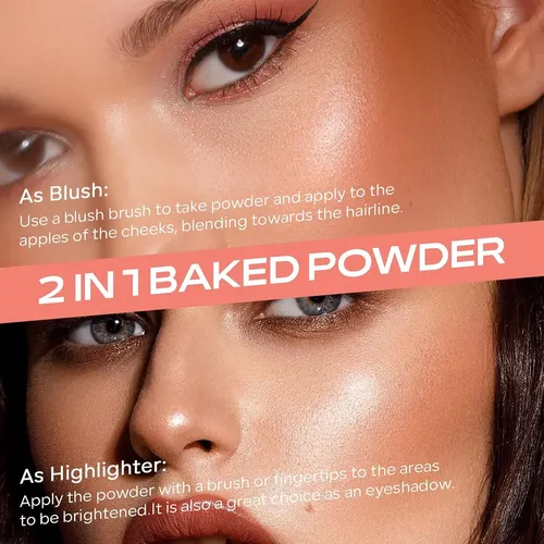 Kyda Colorete En Polvo Rosa, Iluminador Facial Rosa…