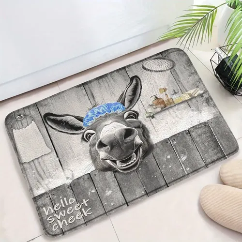 Alfombra De Baño Diseño Burrito Gorro Ducha Suave Franela