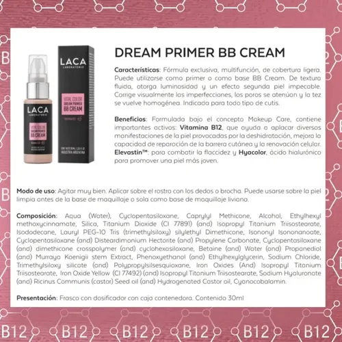 Base Bb Cream Dream Primer Vitamina B12 Multifunción Laca