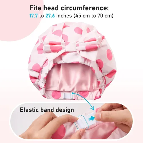 Gorro De Baño Impermeable Grande Rosa Con Elástico Ajustab