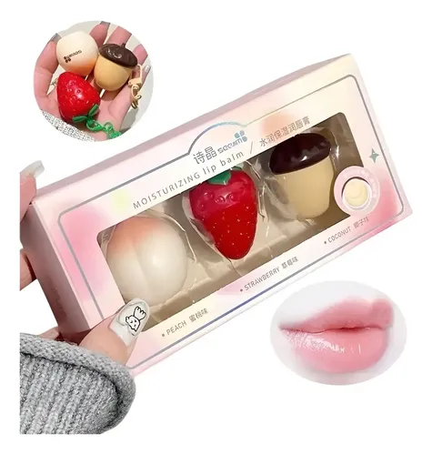 Set X3 Bálsamos Fruits Lip Balm Llaveritos Seejim Korean