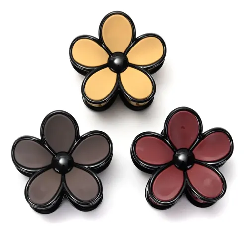 Broche De Pelo Flor Margarita Opaco Con Borde Negro
