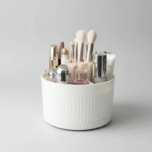 Organizador Maquillaje Skincare Cosméticos Giratorio Blanco