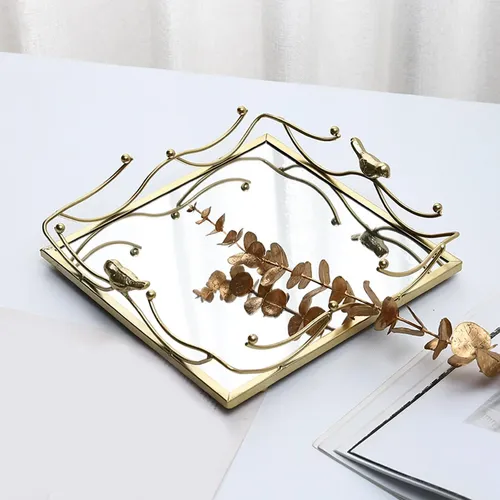 Organizador De Maquillaje Con Bandeja Decorativa Con Espejo,