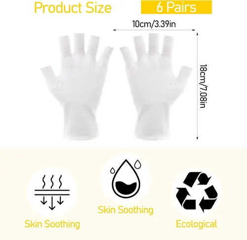 Guantes Sin Dedos Blancos De Algodón Hidratantes Para Manos