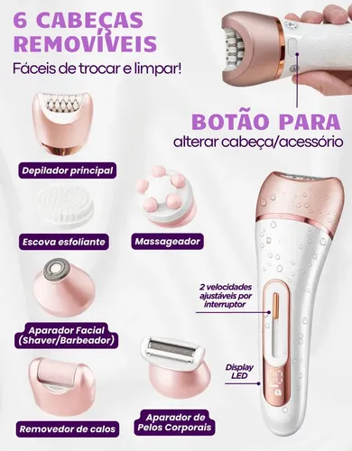Fj Depiladora Eléctrica 6 En 1 Original 6053 Mujer Usb Oro