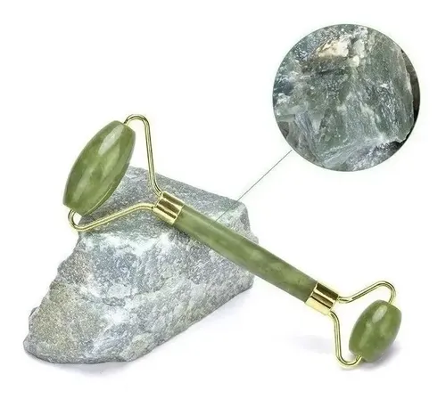 Masajeador Doble Rodillo Jade Facial Corporal Piedra