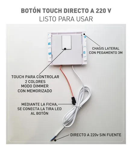 Interruptor Touch Con Fuente Táctil Espejo Iluminación Led