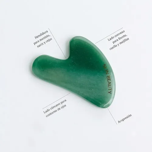 Masajeador Gua Sha Y Roller Facial Jade Premium