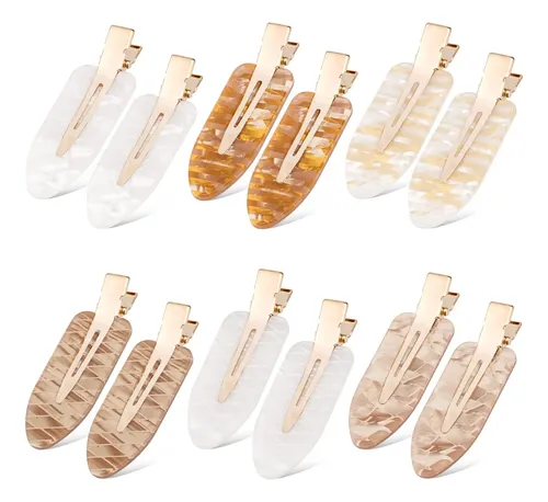 12 Pinzas De Cabello Antiarrugas Para Peinar, Dorado Blanco